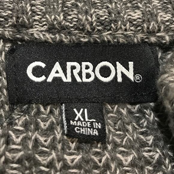 Carbon Quarter Zip Striped Cotton Knit Long Sleeve Sweater Tall XL - Picture 3 of 6